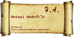 Hetesi András névjegykártya